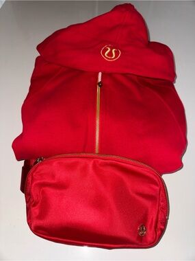 lululemon athletica Chinese New Year Red Zip Hoodie with Gold Zipper & Belt Bag